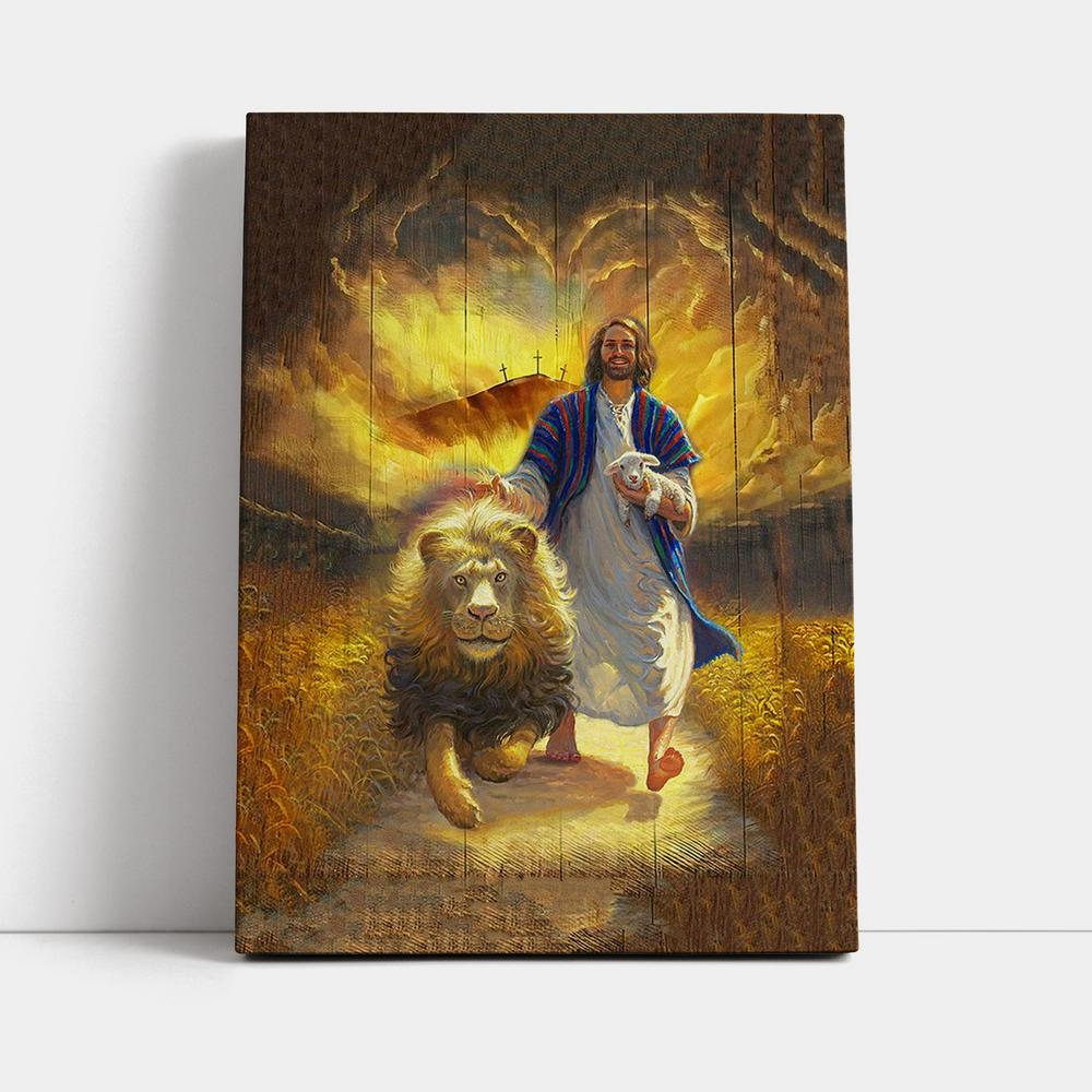 Jesus Lion & Lamb Canvas Wall Art - Christian Wall Canvas - Religious Canvas Prints