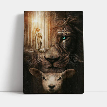 Jesus Lion & Lamb Canvas Wall Art - Jesus Canvas Pictures - Christian Canvas Wall Art