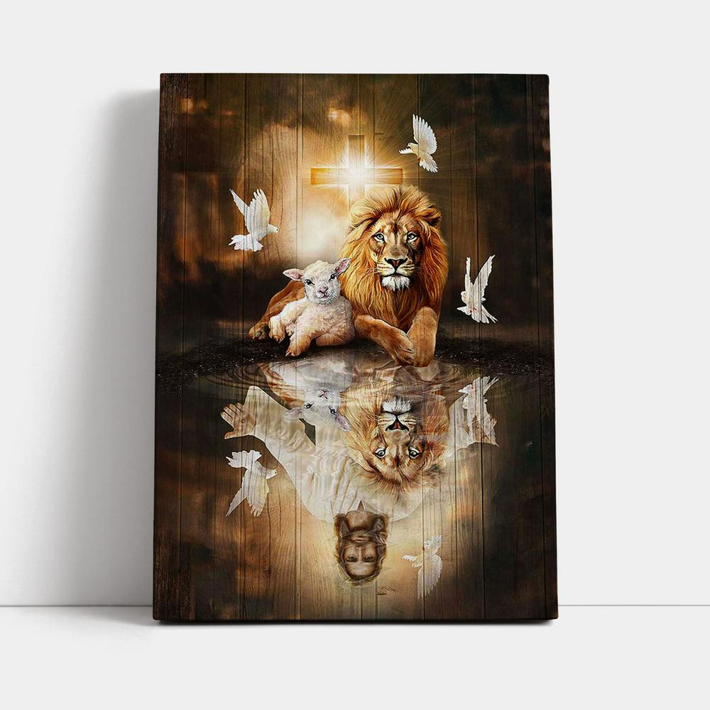 Jesus Lion Lamb Of God And Dove Canvas Art - Christian Art - Bible Verse Wall Art - Religious Home Decor