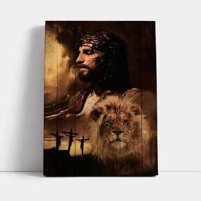 Jesus Lion Of Jesus The Rugged Cross The Amazing The Sacrifice Of Jesus Christ Canvas Poster