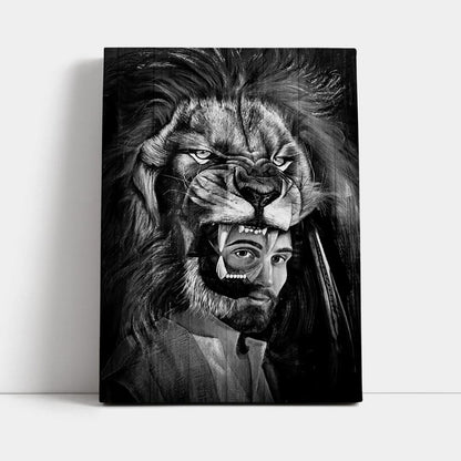 Jesus Lion Of Judah Black And White Wall Art Canvas - Jesus Portrait Canvas Prints - Christian Wall Art