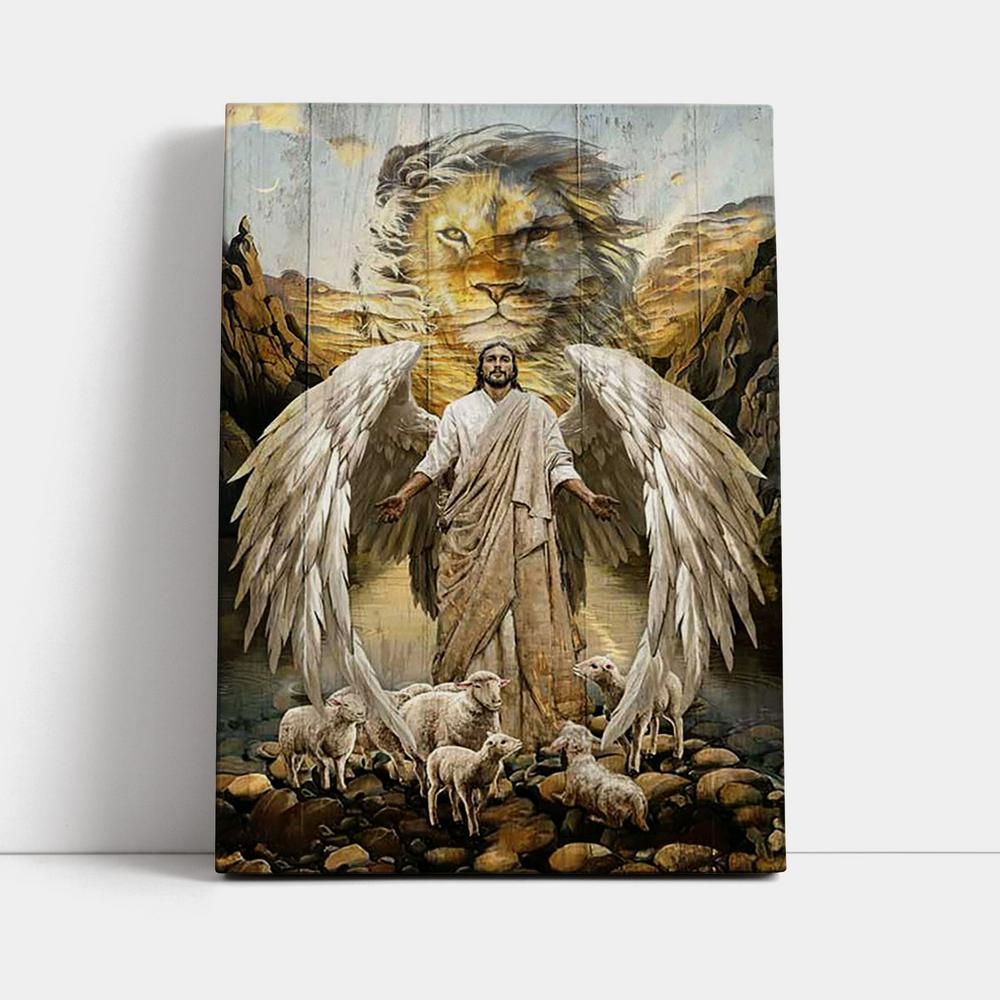 Jesus Lord Wings Lion Of Judah Lambs Of God Wall Art Canvas - Jesus Portrait Canvas Prints - Christian Wall Art