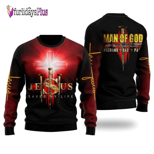 Jesus Man Of God Ugly Christmas Sweater For Men & Women, Christian Sweater, God Gift, Gift For Christian, Jesus Winter Fashion