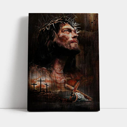 Jesus On The Cross Crown Of Thorn Canvas - Life Of Jesus Wall Art Canvas - Jesus Portrait Canvas Prints - Christian Wall Art