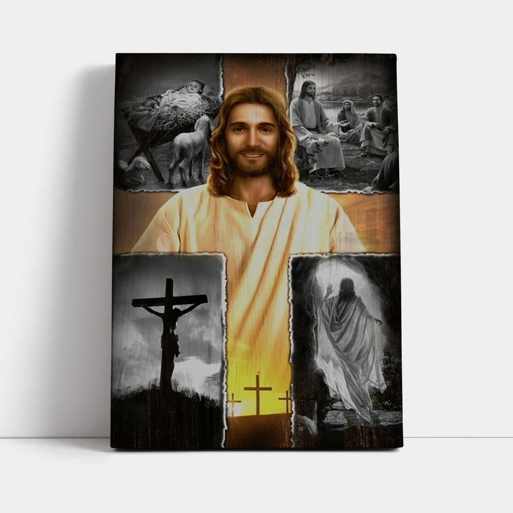 Jesus On The Cross Jesus Drawing Canvas Poster