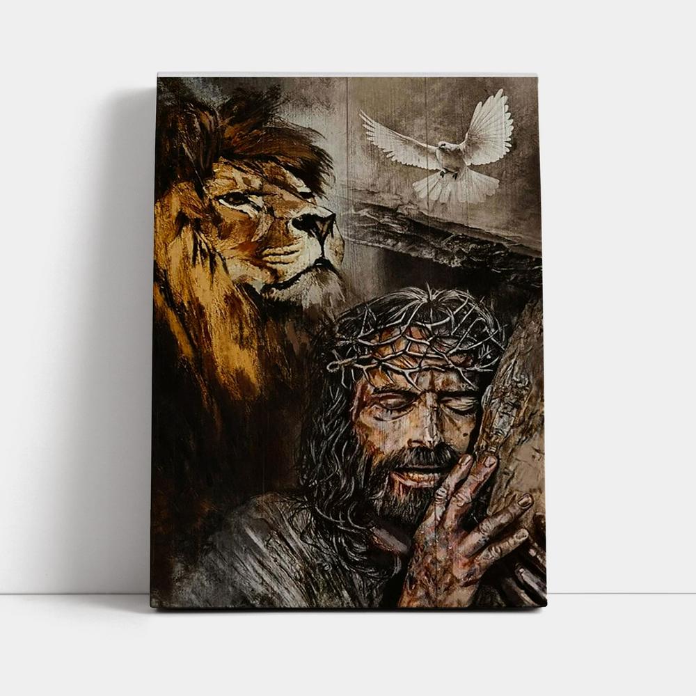 Jesus On The Cross Lion Amazing Dove Canvas Prints - Jesus Christ Canvas Art - Christian Wall Decor