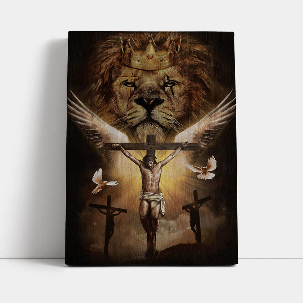 Jesus On The Cross Lion Canvas Prints - Jesus Christ Canvas Art - Christian Wall Decor