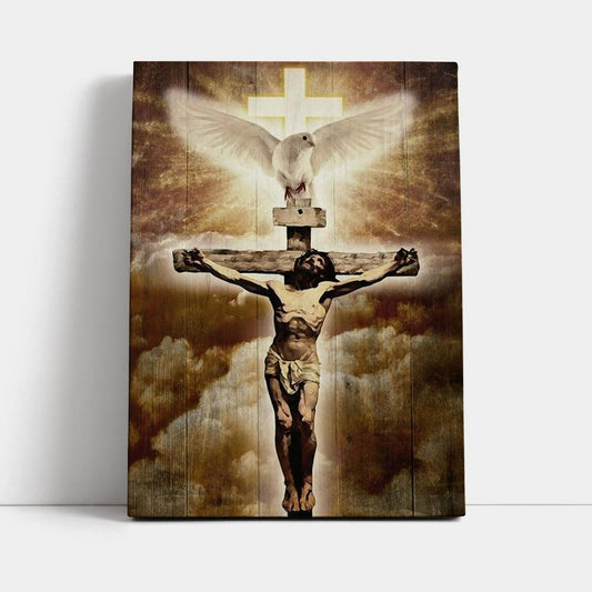 Jesus On The Cross Painting Pretty Dove Cross Canvas Poster