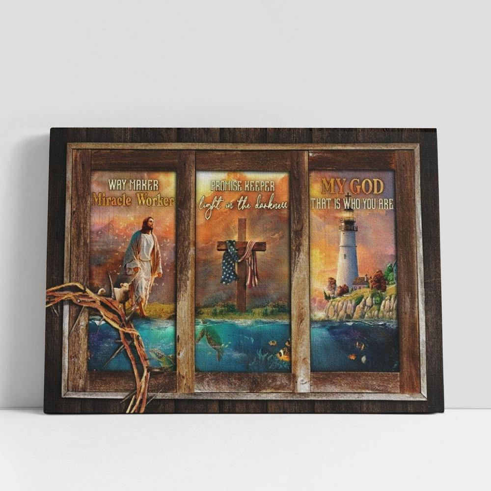 Jesus Painting, Lighthouse Drawing, Cross, Way Maker Canvas Poster