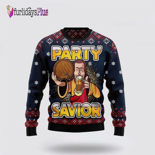 Jesus Party Savior Ugly Christmas Sweater, Christian Sweater, God Gift, Gift For Christian, Jesus Winter Fashion