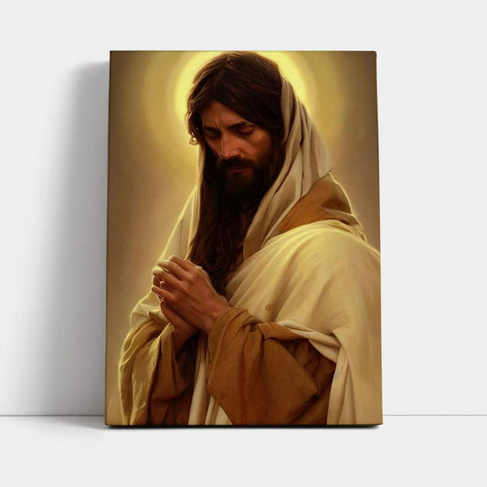 Jesus Pray Canvas Pictures - Christian Wall Art - Jesus Canvas Art