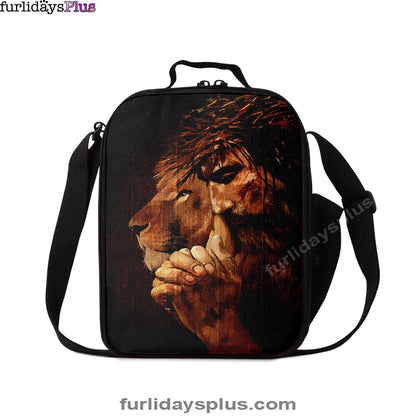 Jesus Praying And Lion Lunchbag, Jesus Portrait Lunchbag, Christian Lunchbag