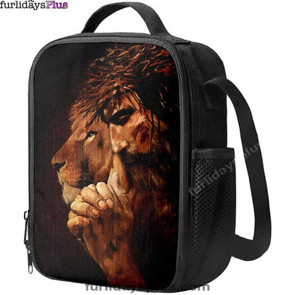 Jesus Praying And Lion Lunchbag, Jesus Portrait Lunchbag, Christian Lunchbag