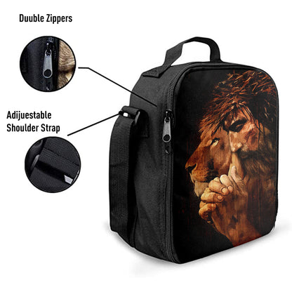 Jesus Praying And Lion Lunchbag, Jesus Portrait Lunchbag, Christian Lunchbag