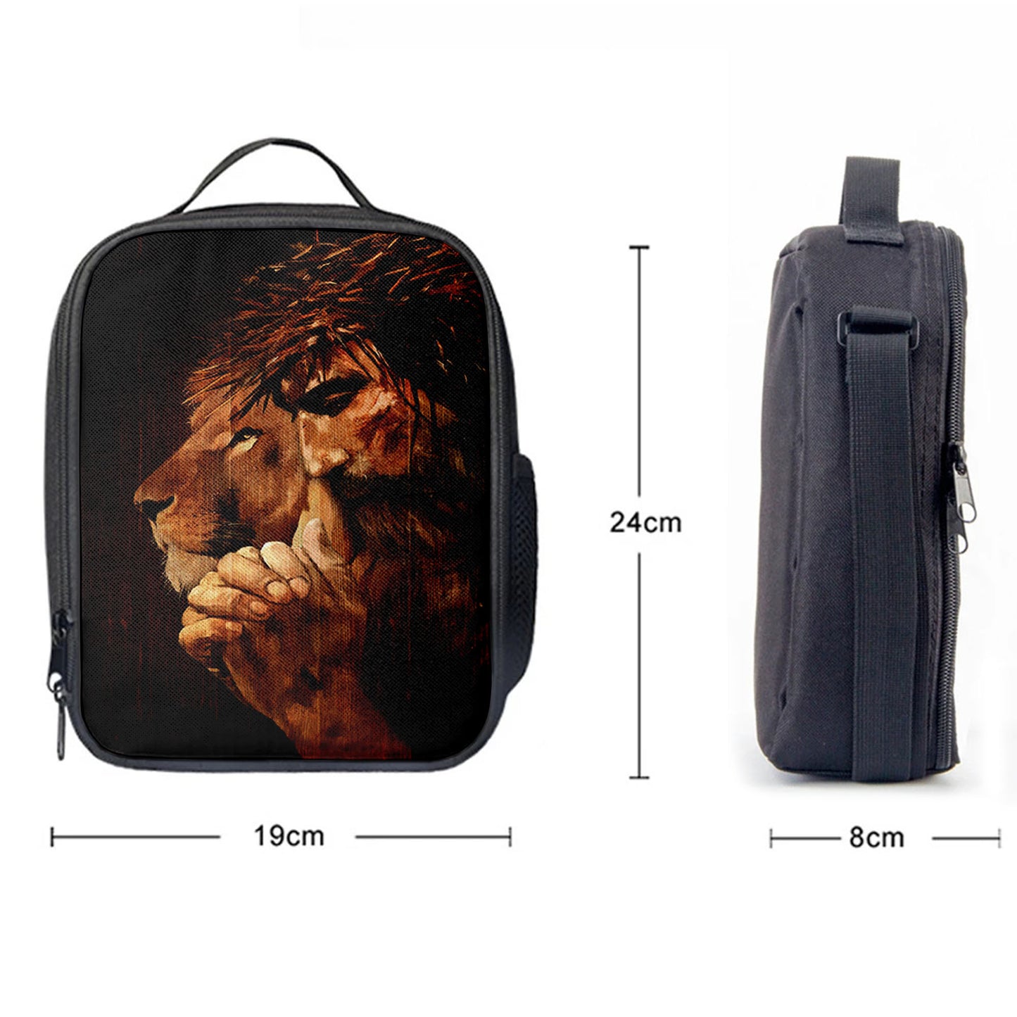 Jesus Praying And Lion Lunchbag, Jesus Portrait Lunchbag, Christian Lunchbag