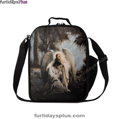 Jesus Praying With Angel Lunchbag, Christian Lunchbag, Religious Lunchbag