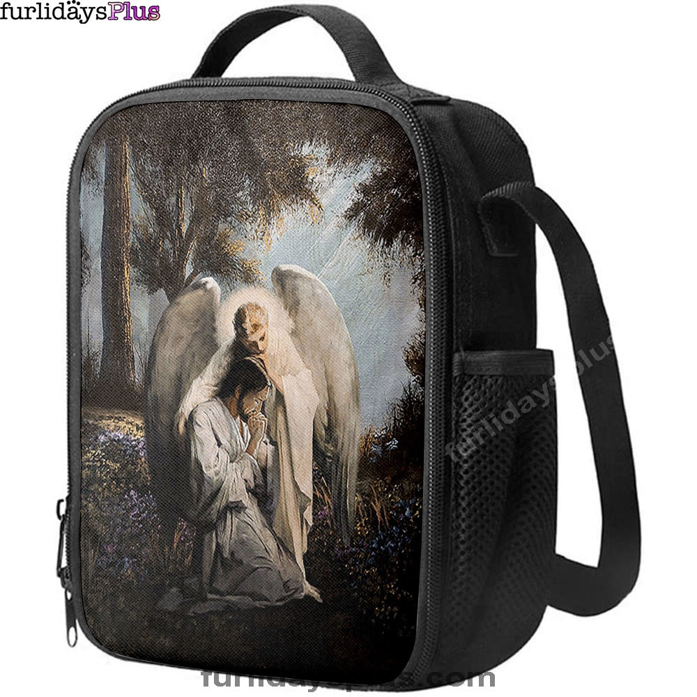 Jesus Praying With Angel Lunchbag, Christian Lunchbag, Religious Lunchbag