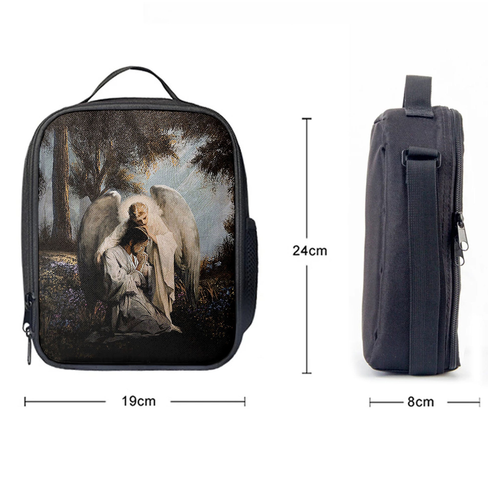 Jesus Praying With Angel Lunchbag, Christian Lunchbag, Religious Lunchbag