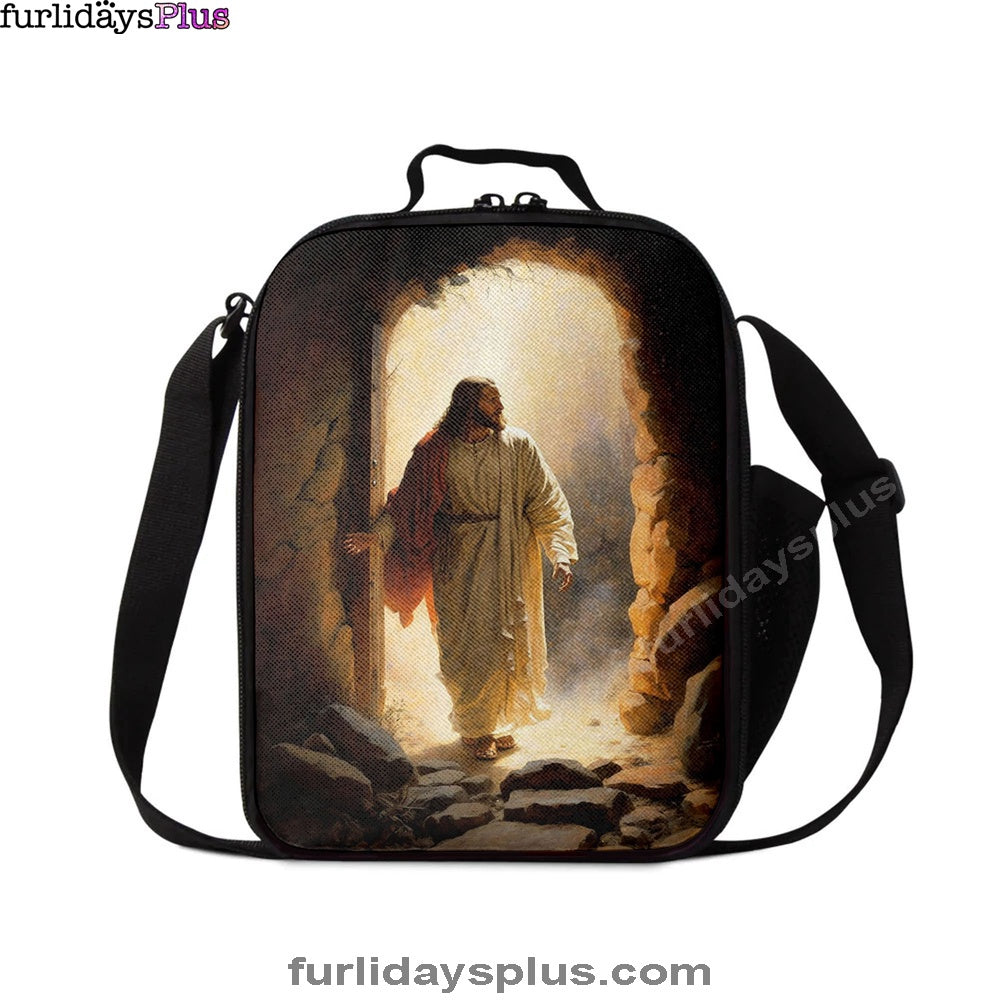 Jesus Rises From Cave Lunchbag, Religious Lunch Bag, Christian Lunch Bag
