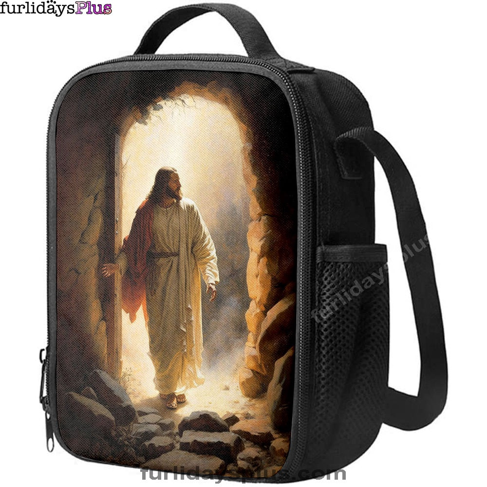Jesus Rises From Cave Lunchbag, Religious Lunch Bag, Christian Lunch Bag