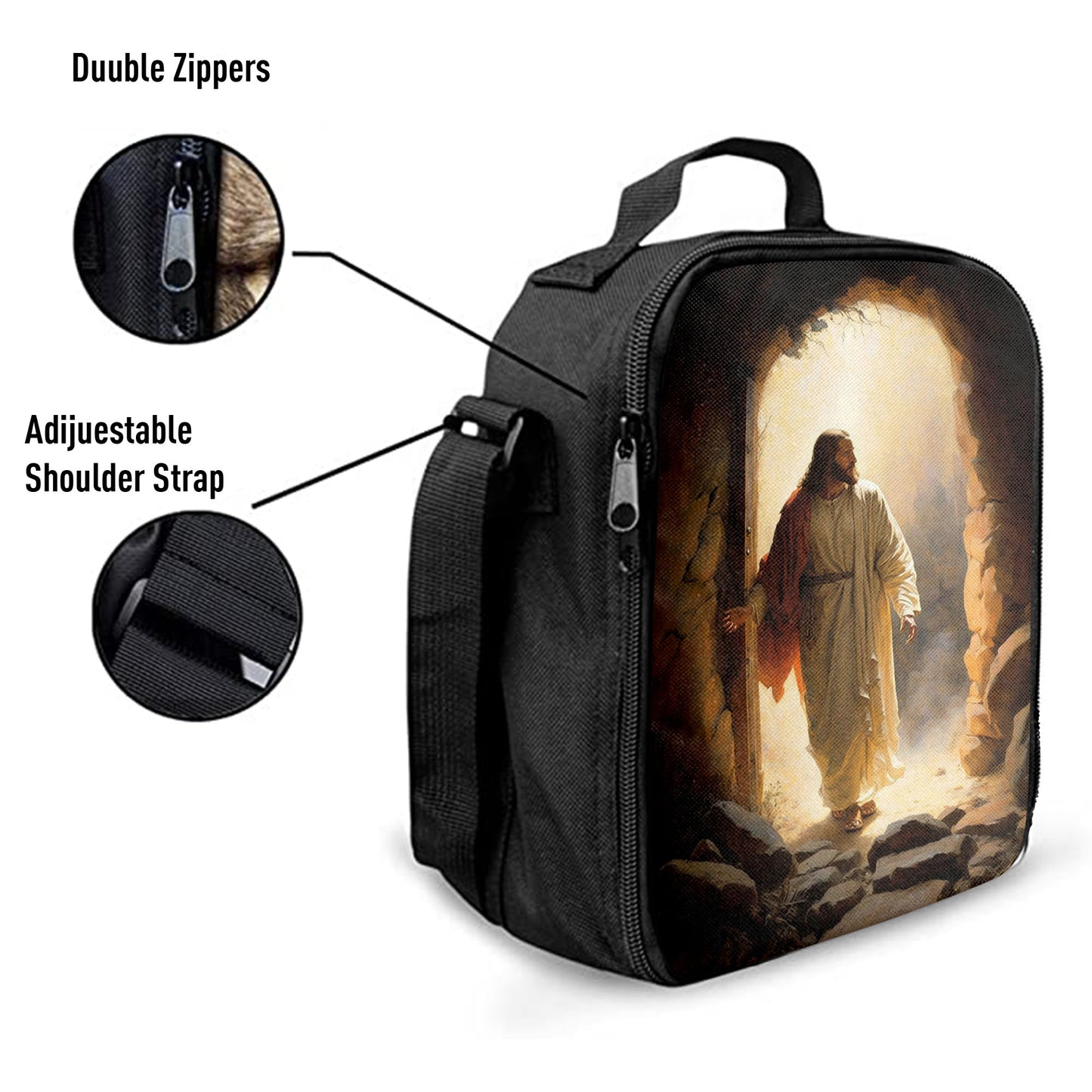 Jesus Rises From Cave Lunchbag, Religious Lunch Bag, Christian Lunch Bag