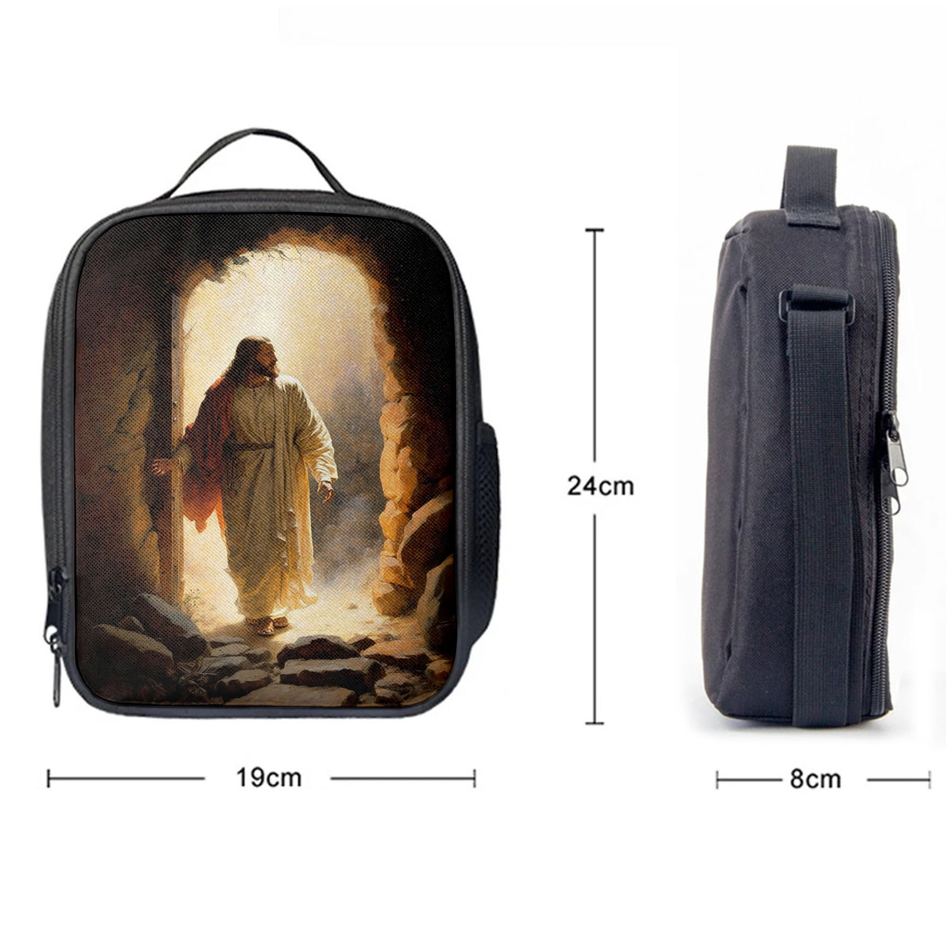 Jesus Rises From Cave Lunchbag, Religious Lunch Bag, Christian Lunch Bag