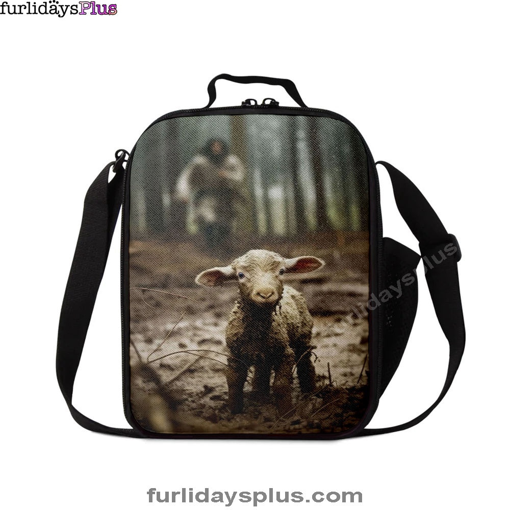 Jesus Running After a Lost Lamb, Jesus Lamb of God, Lunchbag, Christian Lunch Bag