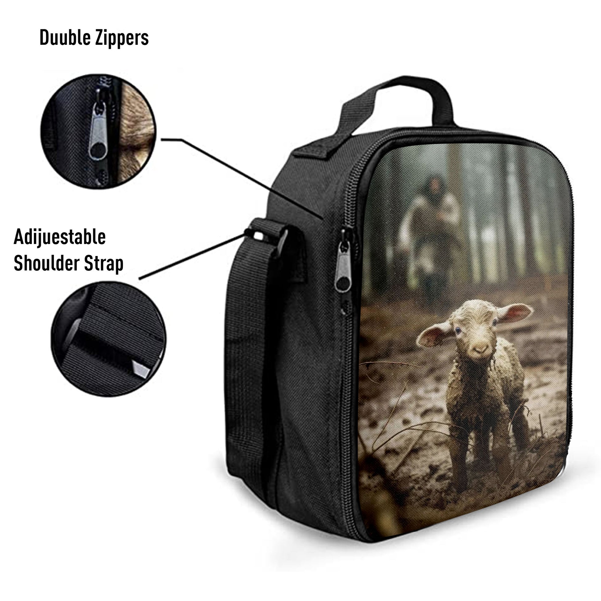 Jesus Running After a Lost Lamb, Jesus Lamb of God, Lunchbag, Christian Lunch Bag