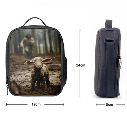 Jesus Running After a Lost Lamb, Jesus Lamb of God, Lunchbag, Christian Lunch Bag