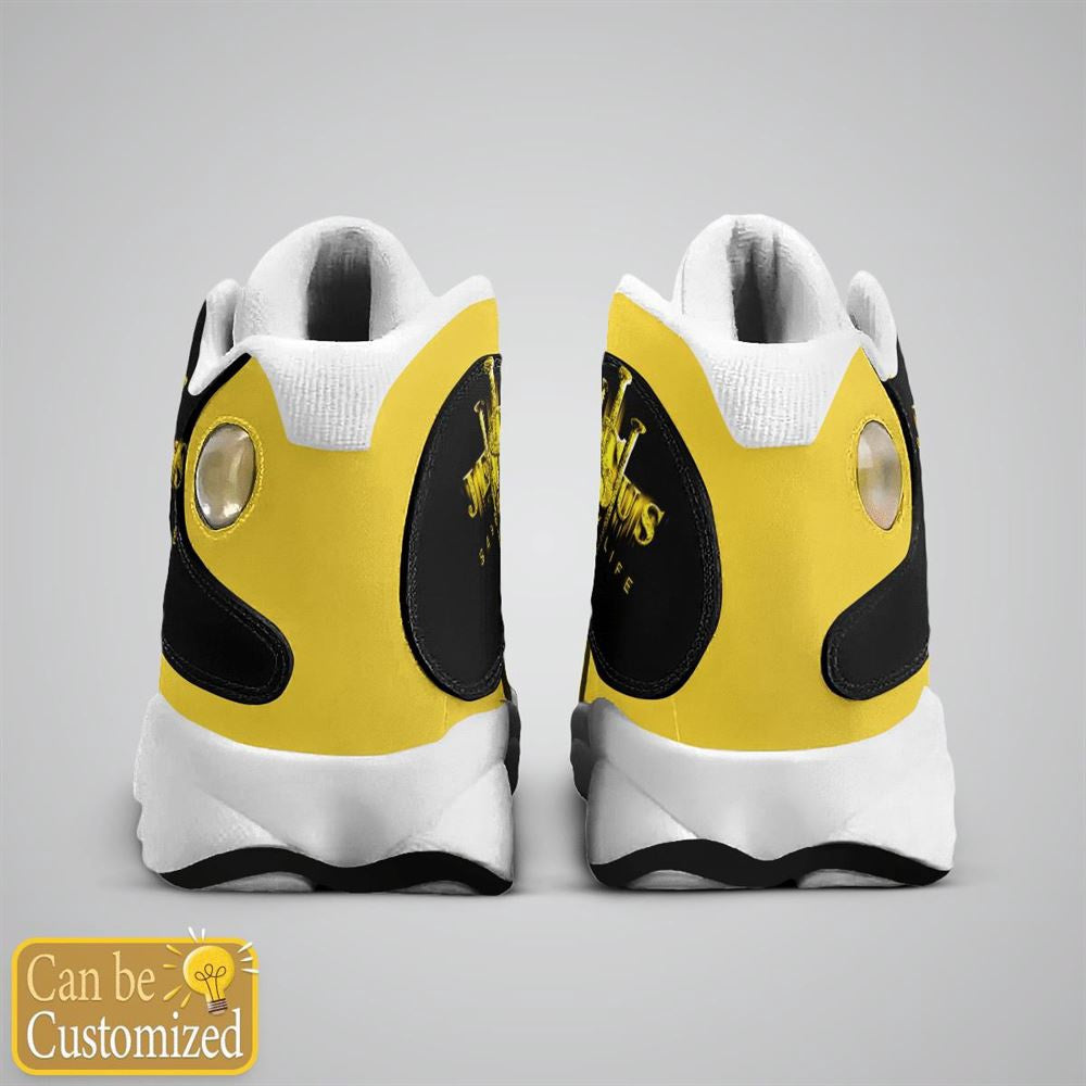 Jesus Saved My Life Custom Name Jd13 Shoes Yellow, Jesus Christ Shoes