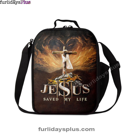 Jesus Saved My Life Heaven's Light The Wooden Cross Lunchbag, Jesus Portrait Lunchbag, Christian Lunchbag