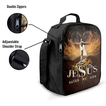 Jesus Saved My Life Heaven's Light The Wooden Cross Lunchbag, Jesus Portrait Lunchbag, Christian Lunchbag