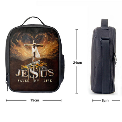 Jesus Saved My Life Heaven's Light The Wooden Cross Lunchbag, Jesus Portrait Lunchbag, Christian Lunchbag
