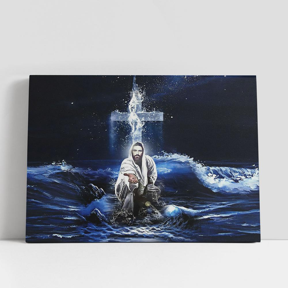 Jesus Saves, Jesus Gives His Hand Canvas Prints, Jesus Christ Canvas, Christian Gifts Canvas Prints