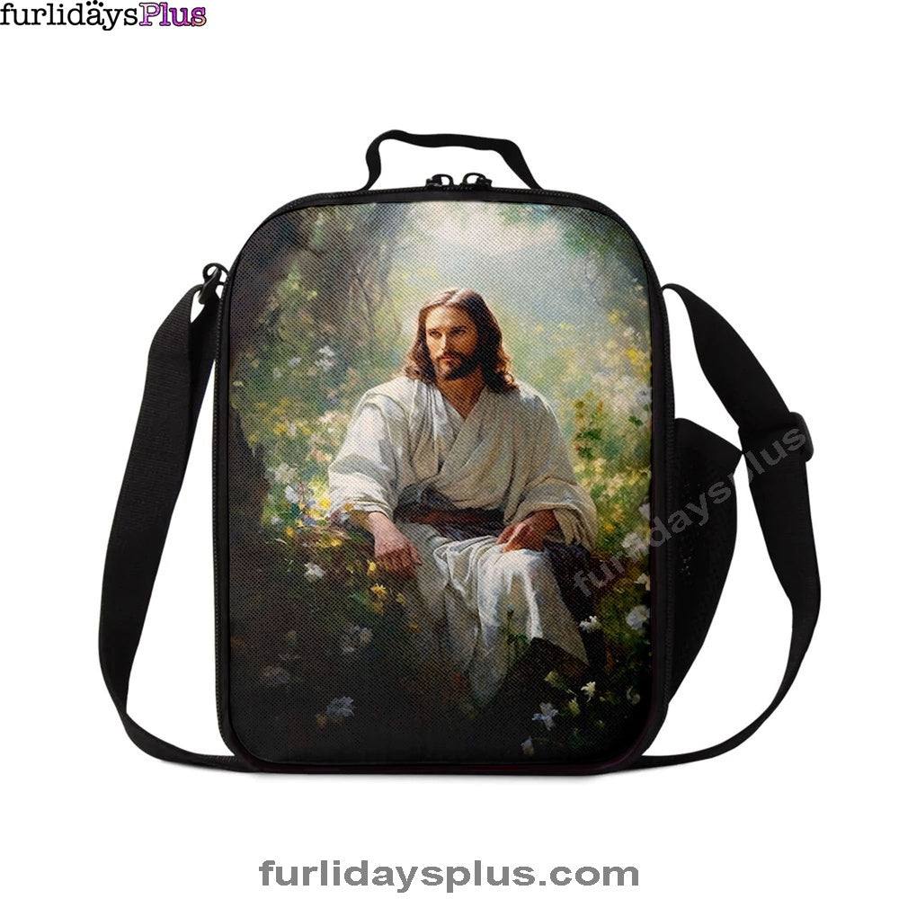 Jesus Sitting Down In The Forest Lunchbag, Jesus Lunch Bag, Christian Lunch Bag