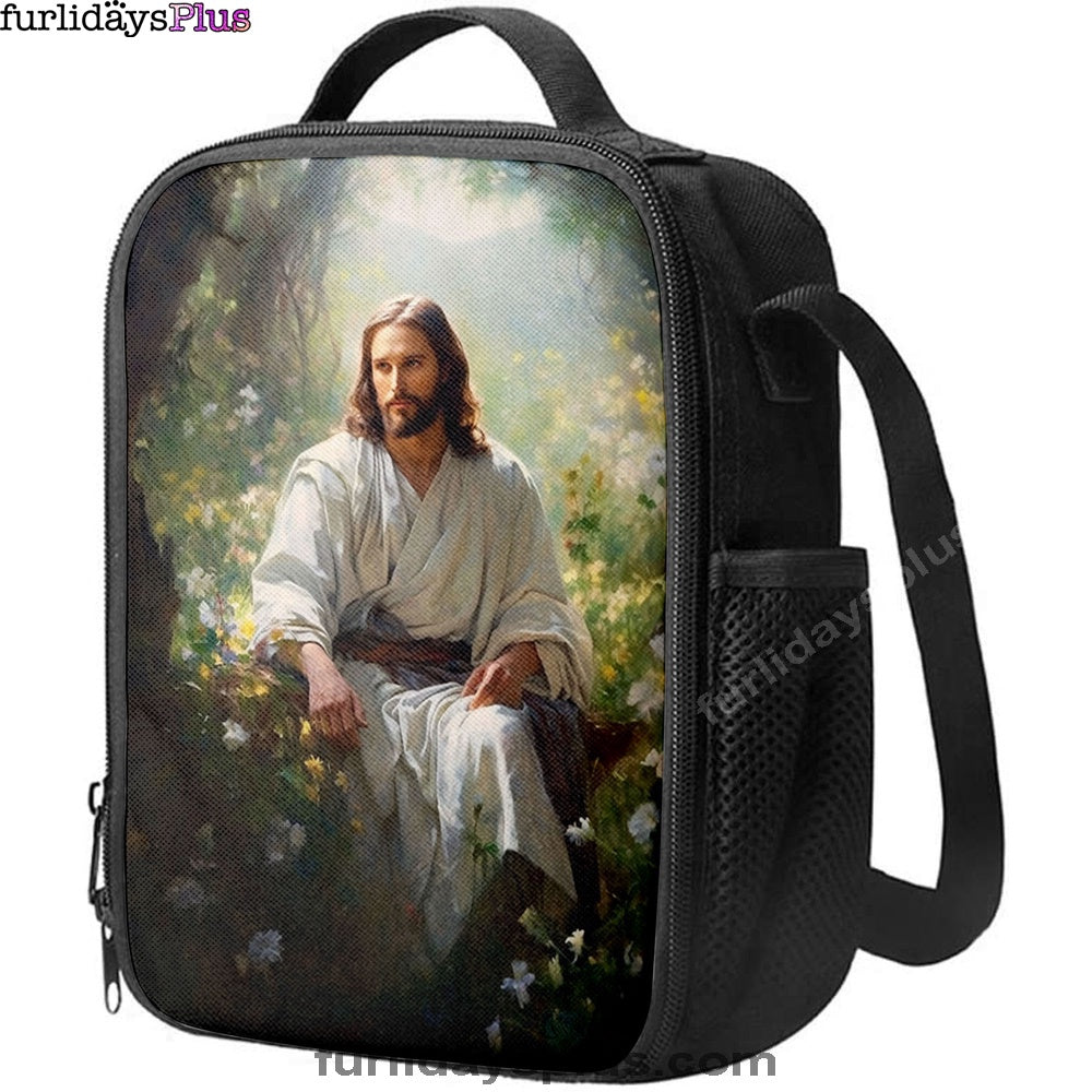 Jesus Sitting Down In The Forest Lunchbag, Jesus Lunch Bag, Christian Lunch Bag