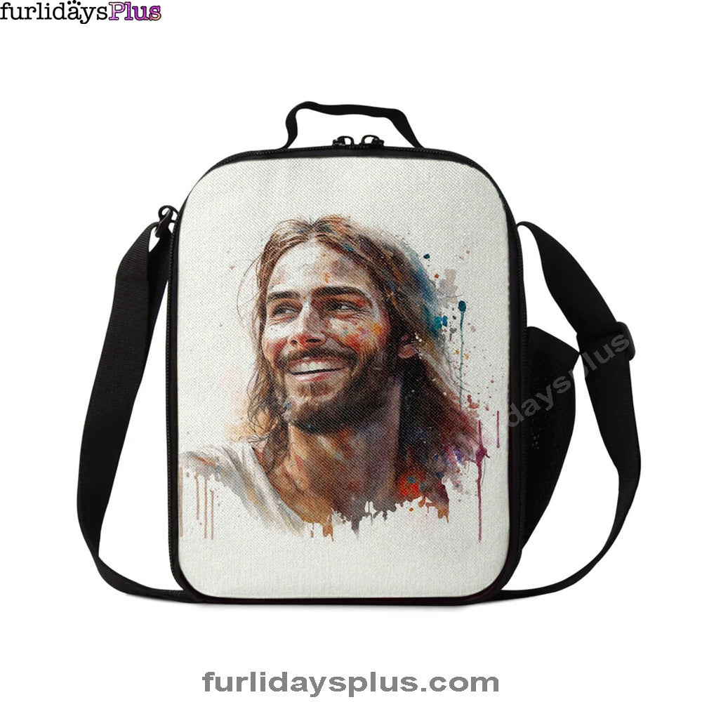 Jesus Smiling Lunch Bag, Jesus Lunch Bag, Jesus Art, Christian Lunchbag