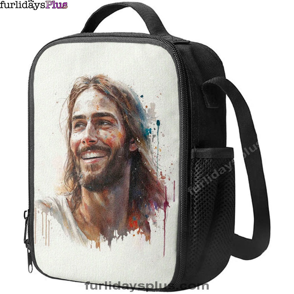 Jesus Smiling Lunch Bag, Jesus Lunch Bag, Jesus Art, Christian Lunchbag