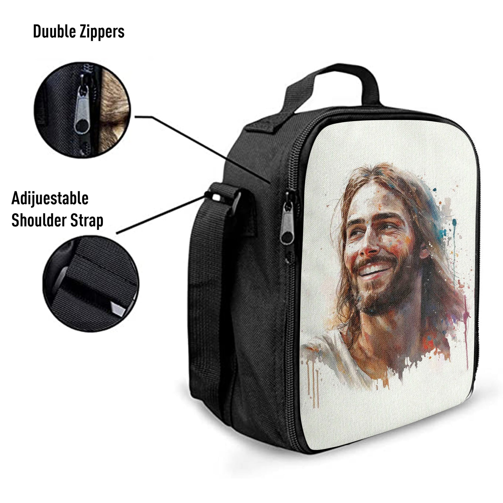 Jesus Smiling Lunch Bag, Jesus Lunch Bag, Jesus Art, Christian Lunchbag