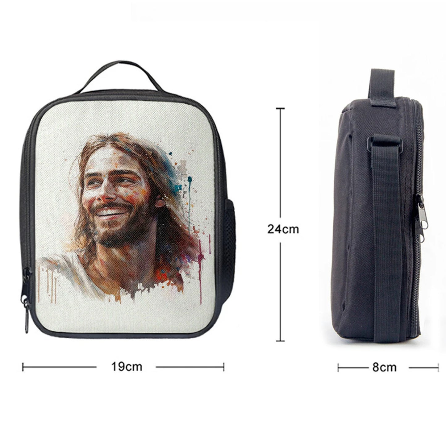 Jesus Smiling Lunch Bag, Jesus Lunch Bag, Jesus Art, Christian Lunchbag