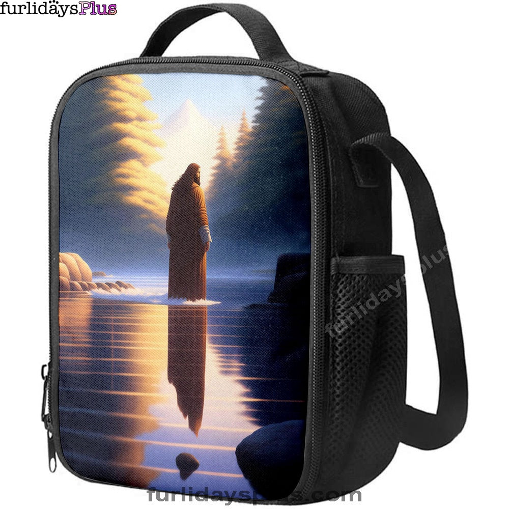 Jesus Standing On Water With Sun Shining Him Lunchbag, Religious Lunch Bag, Christian Lunch Bag