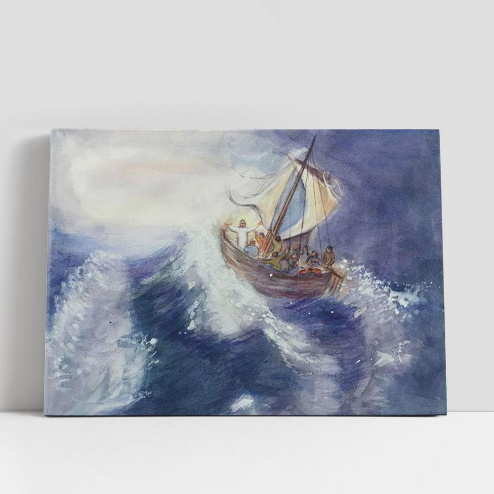 Jesus Storm On The Sea Canvas Prints, Christian Gifts Wall Art, Christian Gifts Home Decor