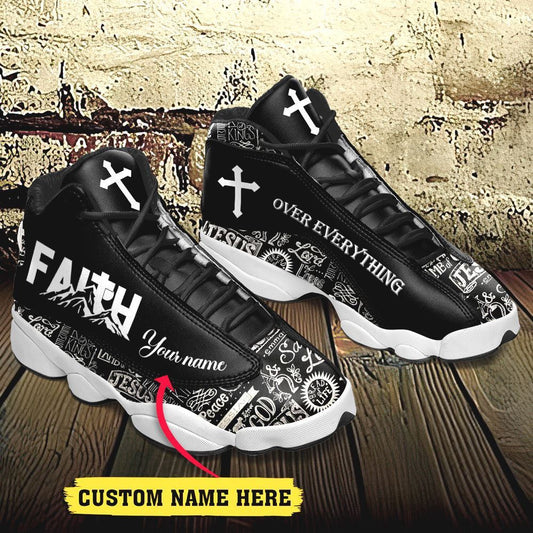 Jesus Text Faith Over Everything Custom Name Jd13 Shoes, Jesus Christ Shoes