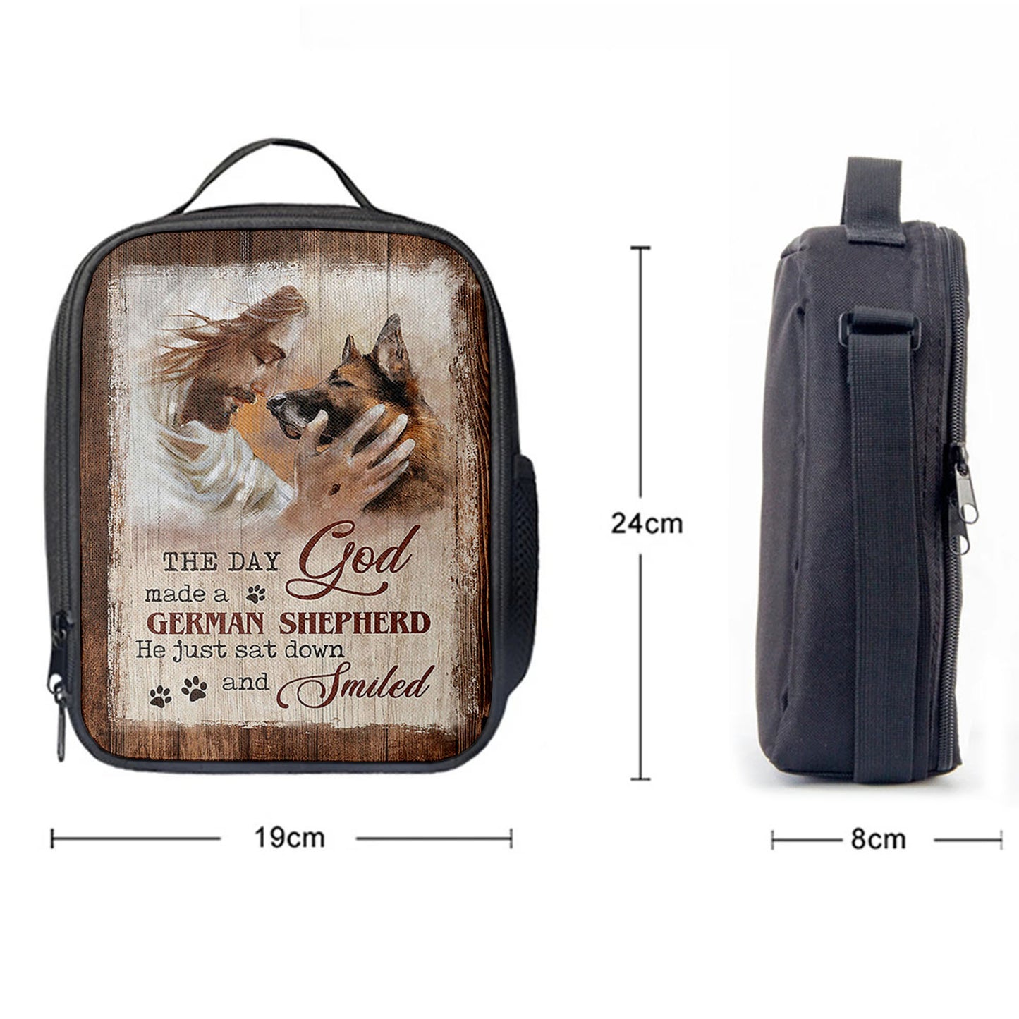 Jesus The Day God Made A German Shepherd Lunchbag, Christian Lunchbag, Religious Lunchbag