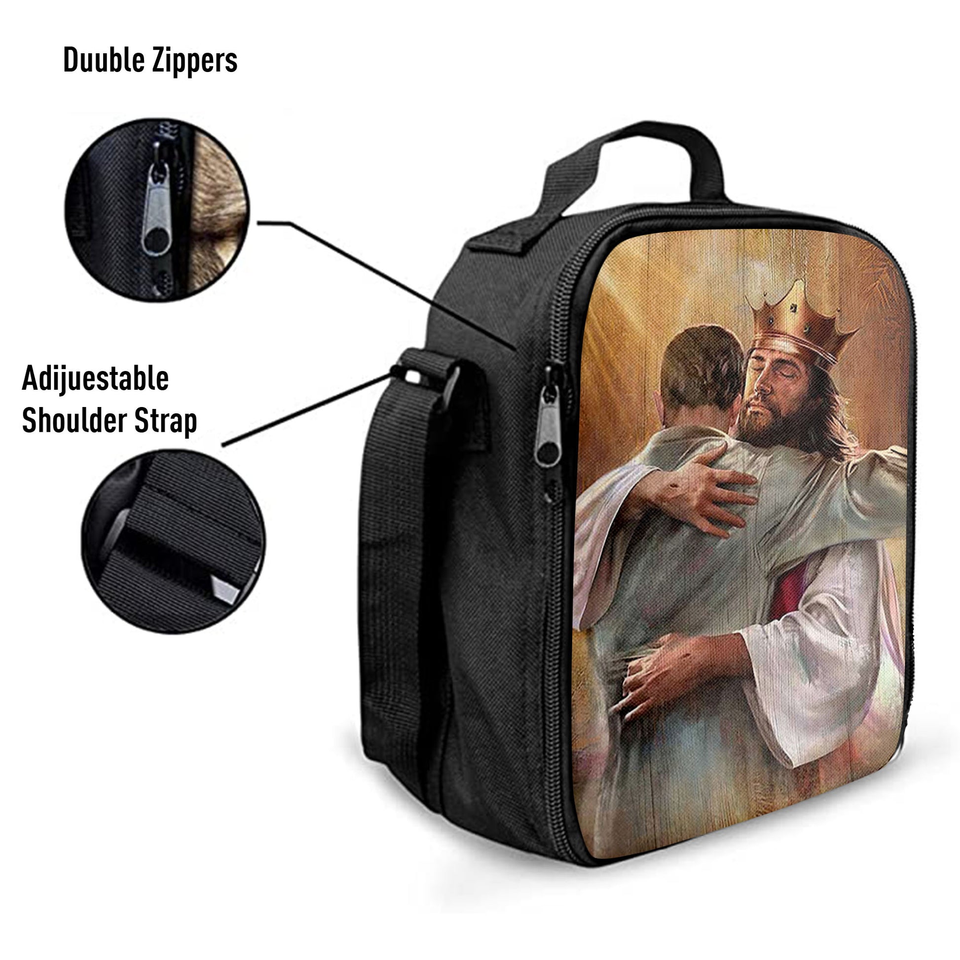 Jesus The King Lunchbag, A Heartwarming Hug From Jesus Lunchbag, Jesus Portrait Lunchbag, Christian Lunchbag
