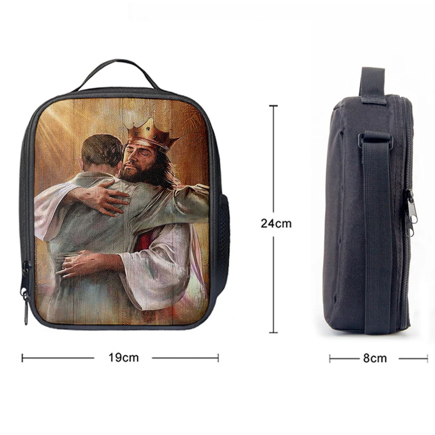 Jesus The King Lunchbag, A Heartwarming Hug From Jesus Lunchbag, Jesus Portrait Lunchbag, Christian Lunchbag