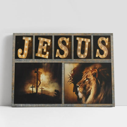 Jesus The Lion Of Judah Jesus On The Cross Canvas Poster