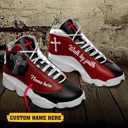 Jesus Walk By Faith Custom Name Jd13 Shoes Red, Jesus Christ Shoes