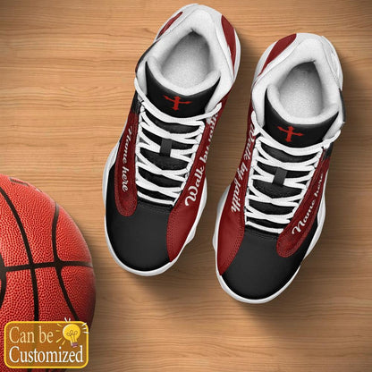 Jesus Walk By Faith Custom Name Jd13 Shoes Red, Jesus Christ Shoes