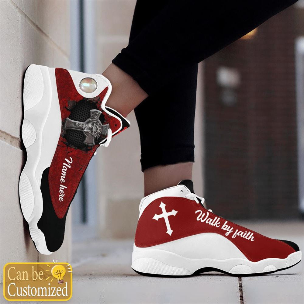 Jesus Walk By Faith Custom Name Jd13 Shoes Red, Jesus Christ Shoes